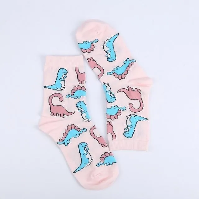 Kawaii Pink Dinosaur Socks