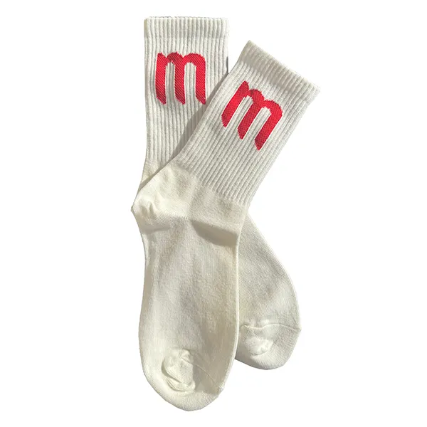 Magnum Soft Ivory/Red Crew Socks (Sizes 3-12)