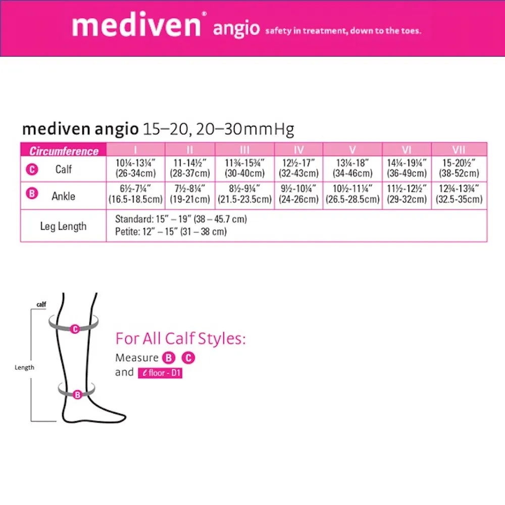 mediven angio 15-20 mmHg PAD Diabetic Calf High Closed Toe Compression Socks