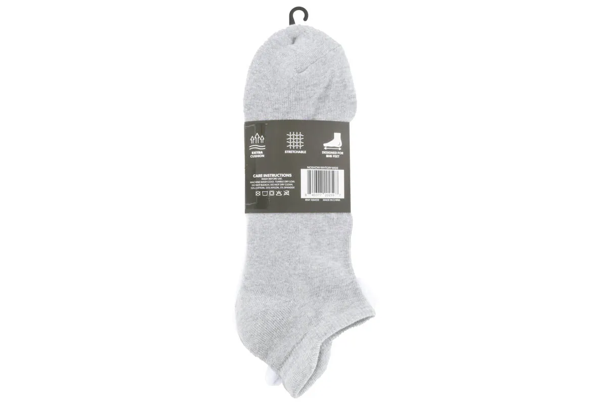 Michael Ellis BIG No Show Socks White/Grey 3-Pack - Wide