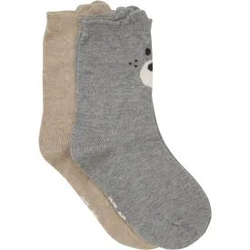 Minymo Light Grey Melange Socks Med 3D Effekt 2-pak