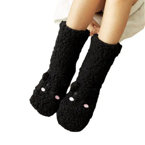 Non-Slip Cartoon Design Plush Thick Warm Socks For Women