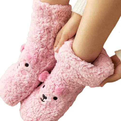 Non-Slip Cartoon Design Plush Thick Warm Socks For Women