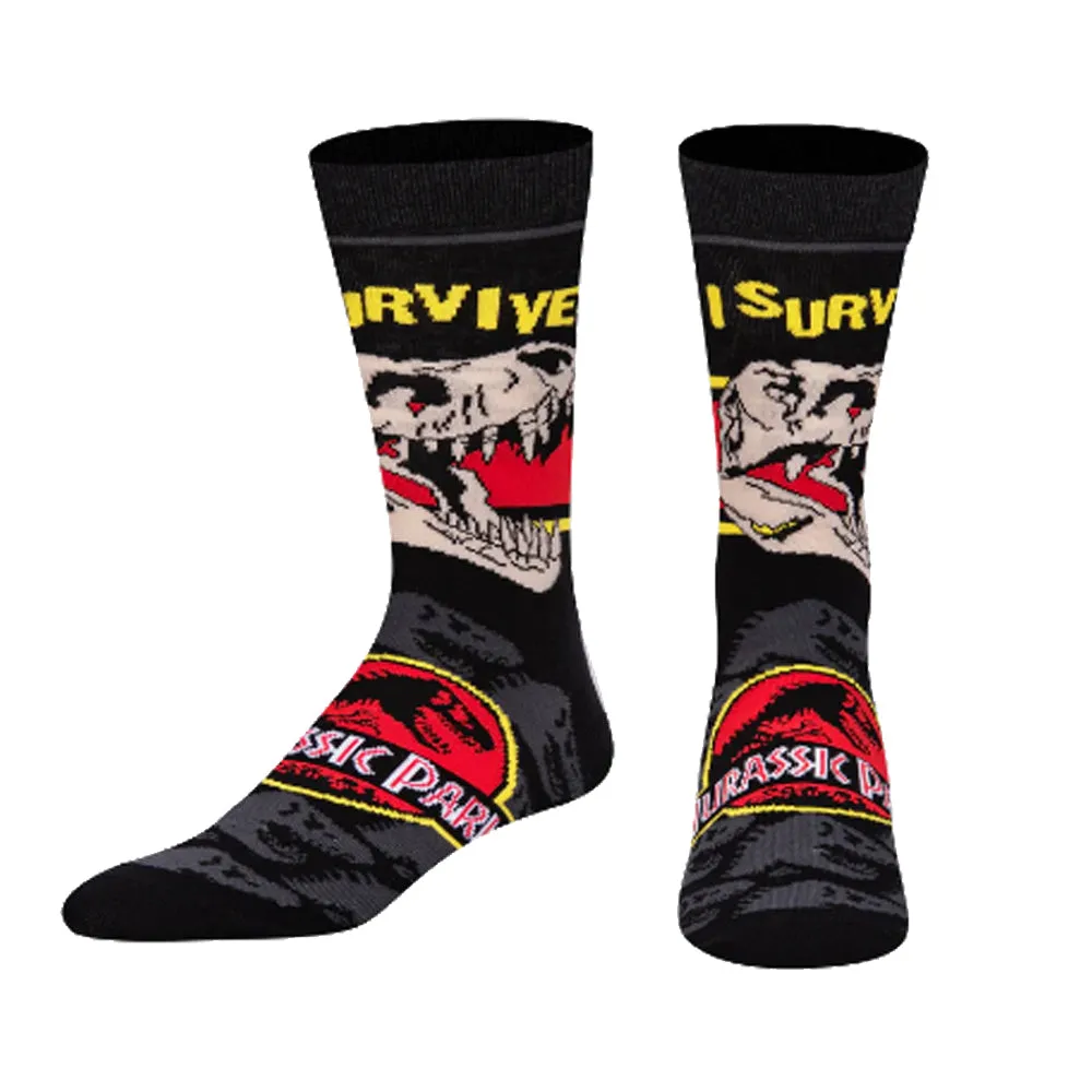 Odd Sox Men's Crew Socks - I Survived (Jurassic Park)