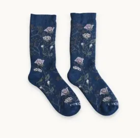 Pokoloko - Alpaca Socks Thick Print Blue Rose S/M