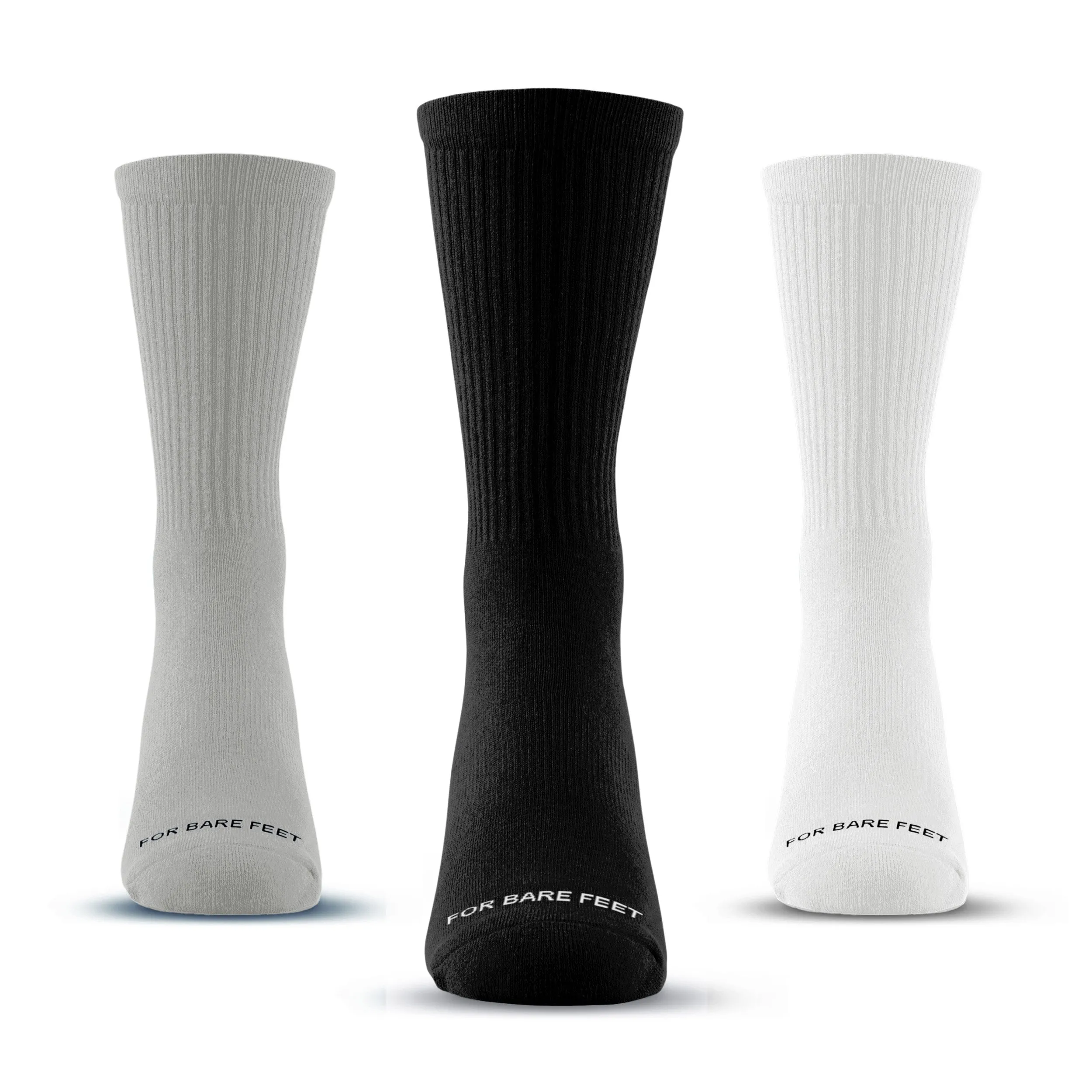 Premium Crew Socks 3 Pack Black/Grey/White