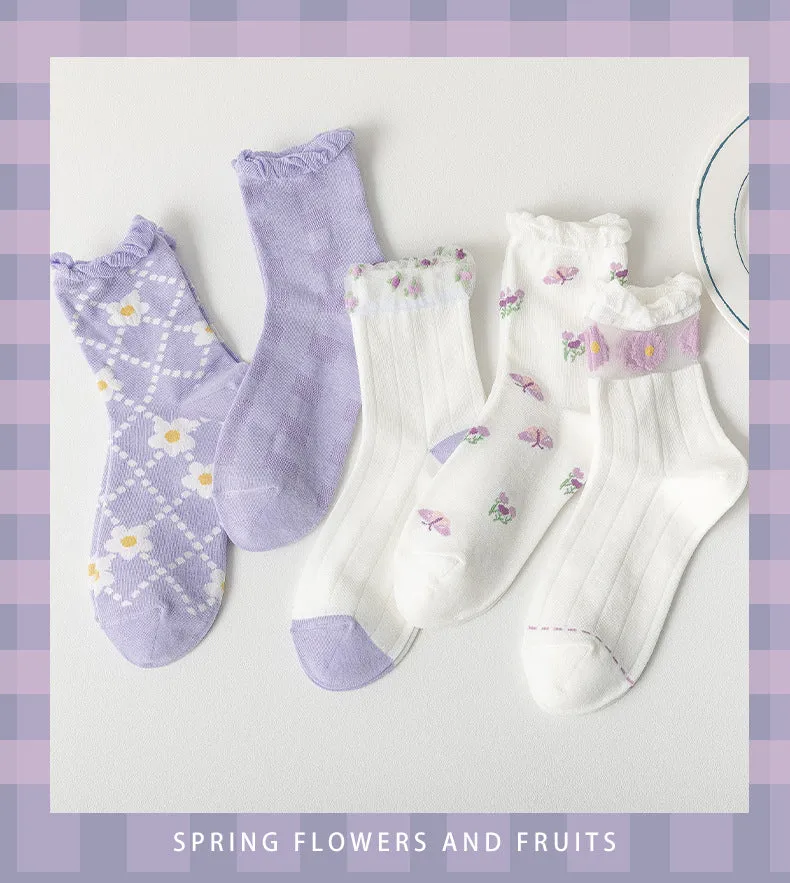 Purple Floral Socks