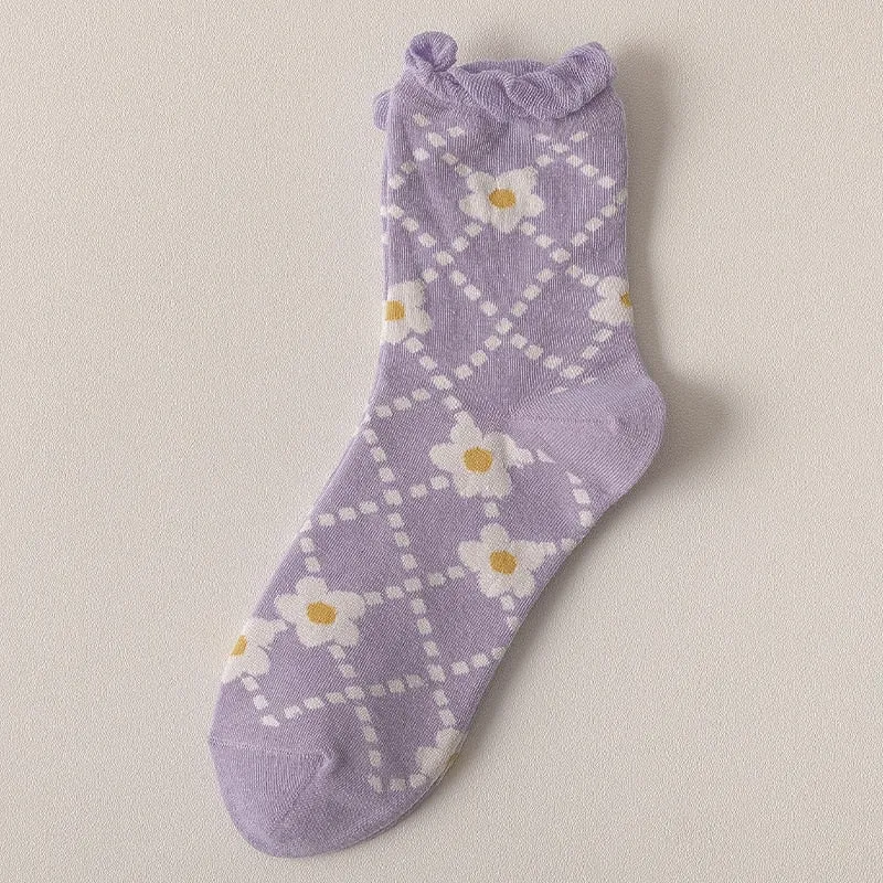 Purple Floral Socks