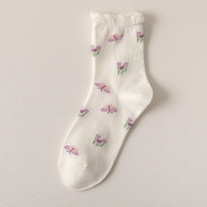 Purple Floral Socks