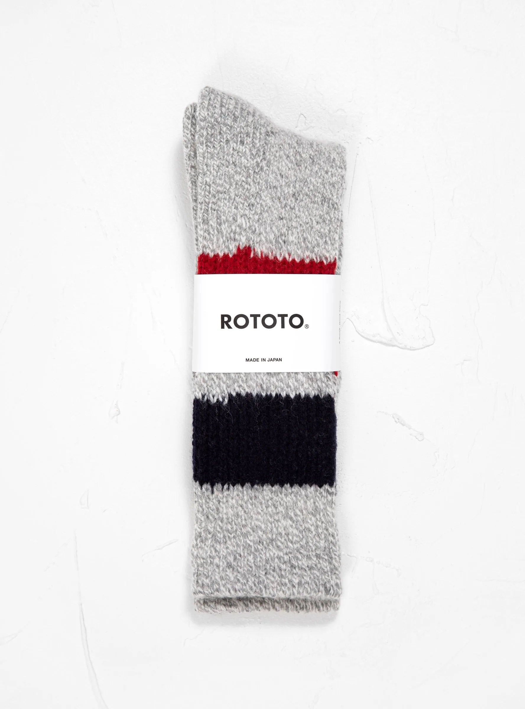 Retro Winter Outdoor Socks Grey, Navy & Red