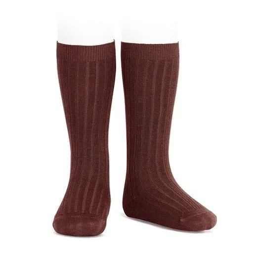 Ribbed Knee Socks // Wine - 385