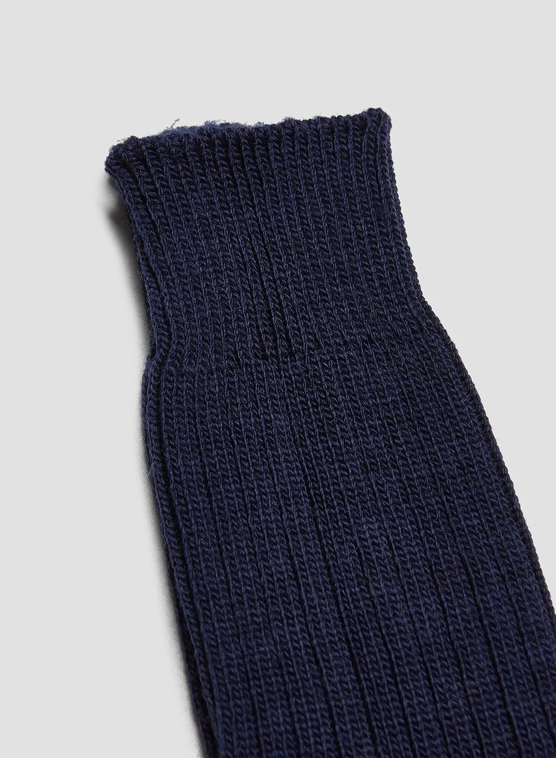 Ribbed Wool Crew Sock in Navy