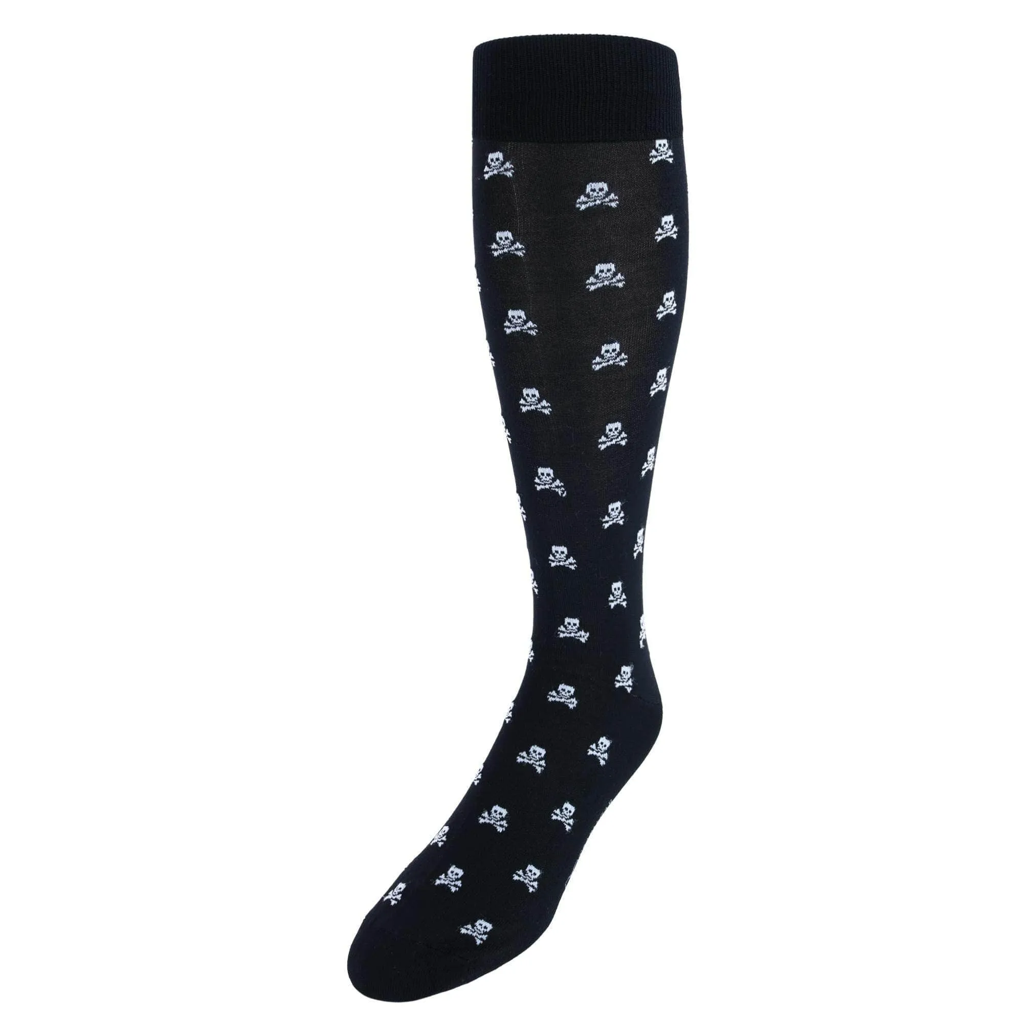 Rodger Skull and Cross Bones Over The Calf Mercerized Cotton Socks