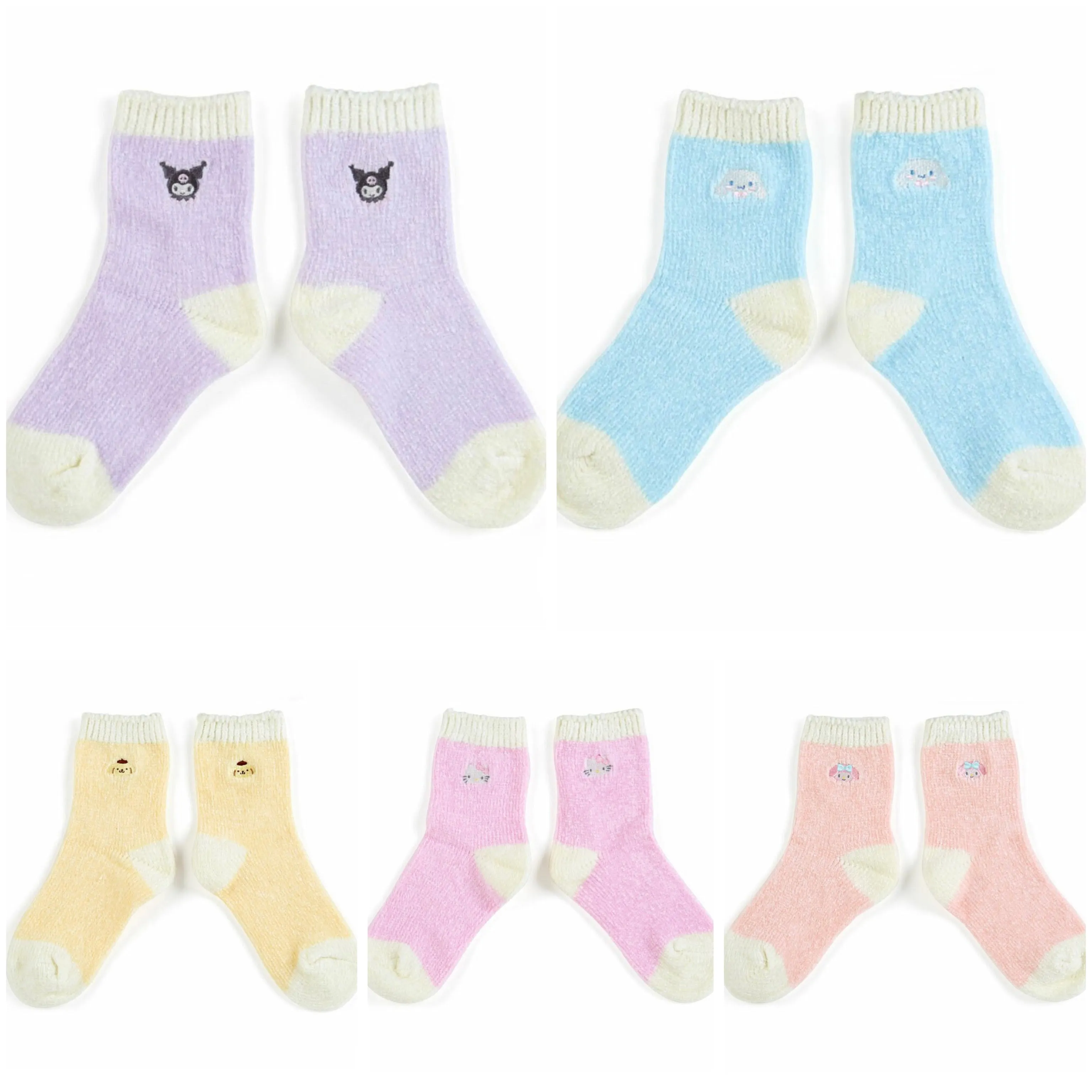 Sanrio Characters Cozy Socks (Kuromi, Cinnamoroll, My Melody, Hello Kitty, Pompompurin)