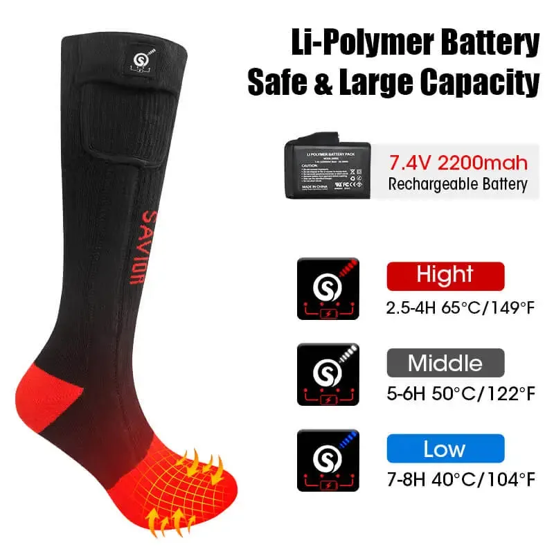 Savior Men Women 7.4V Battery Operated Heated Socks