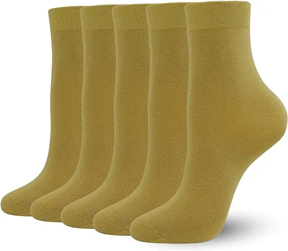 SERISIMPLE Women Ankle Socks Bamboo Crew Thin Ankle Height Boot Lightweight Color Anti Odor Soft Breathable Sock 5 Pairs