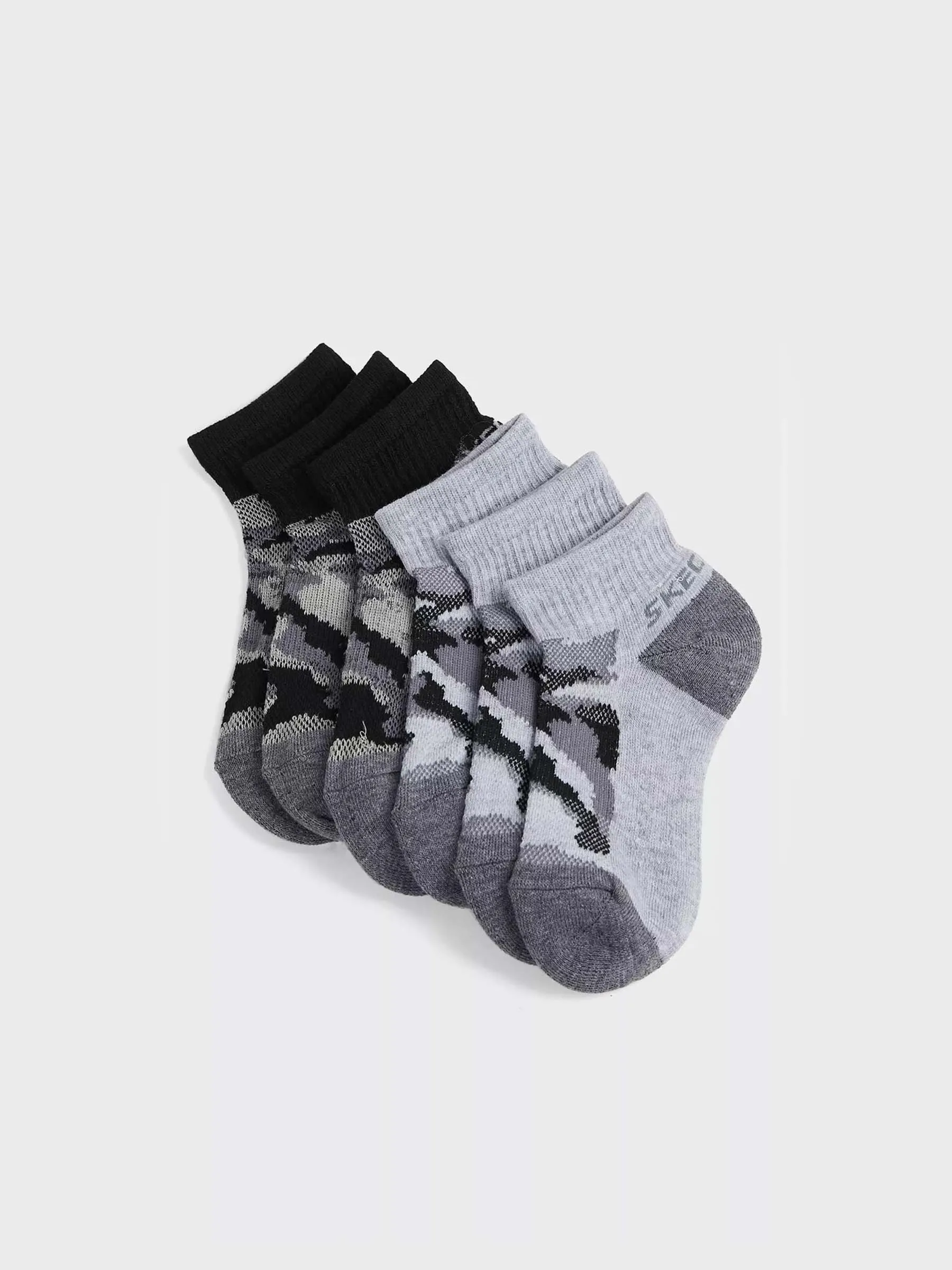 Skechers Boys 6 Pack 1/2 Terry Qtr Crew Socks