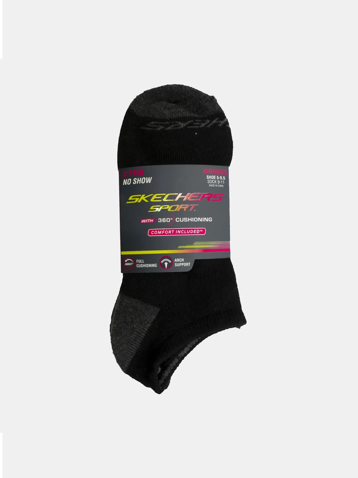 Skechers Women's 3 Pack Full Terry No Show Ankle Socks