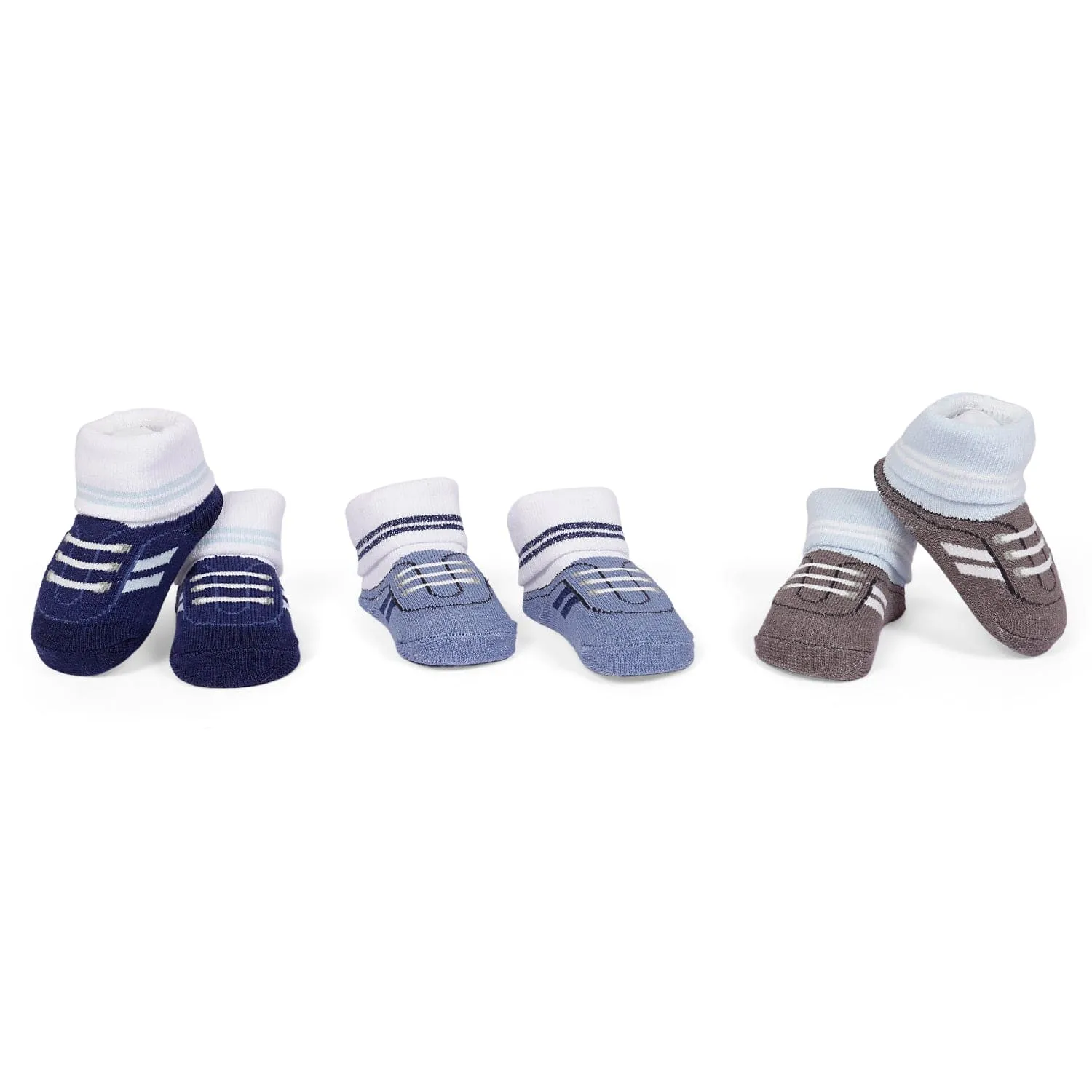 Socks Pack Of 3 Pairs For Newborn Boy Sneaker Print Blue