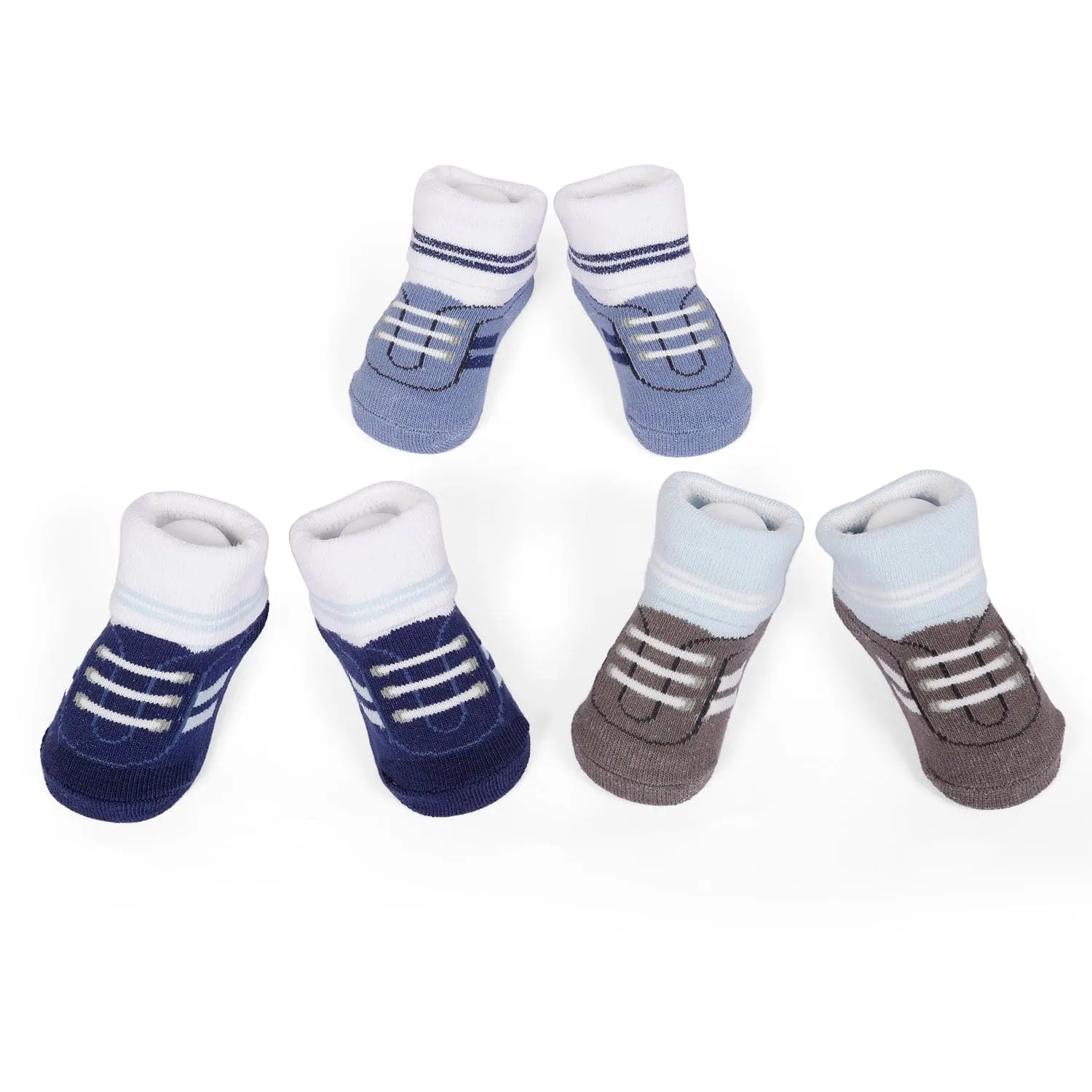 Socks Pack Of 3 Pairs For Newborn Boy Sneaker Print Blue