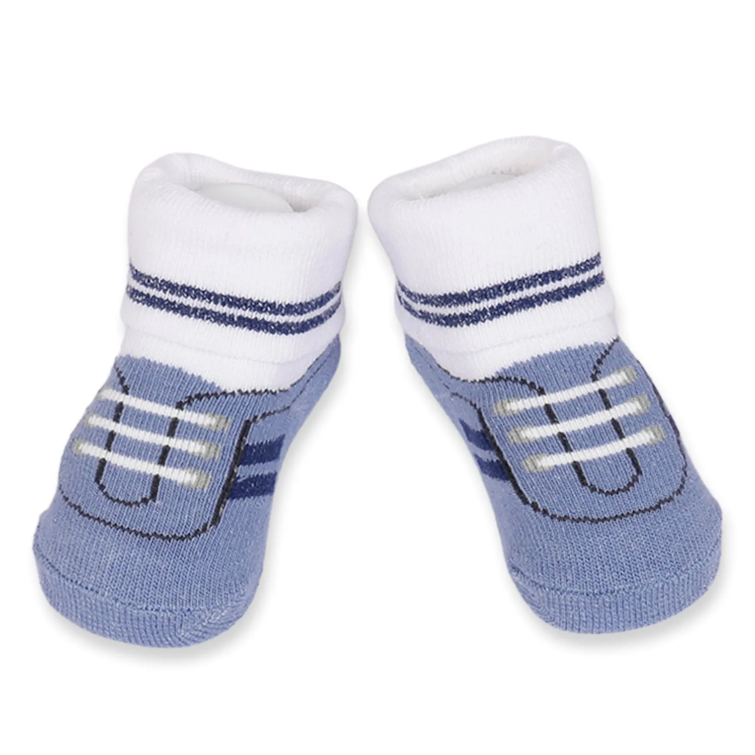 Socks Pack Of 3 Pairs For Newborn Boy Sneaker Print Blue