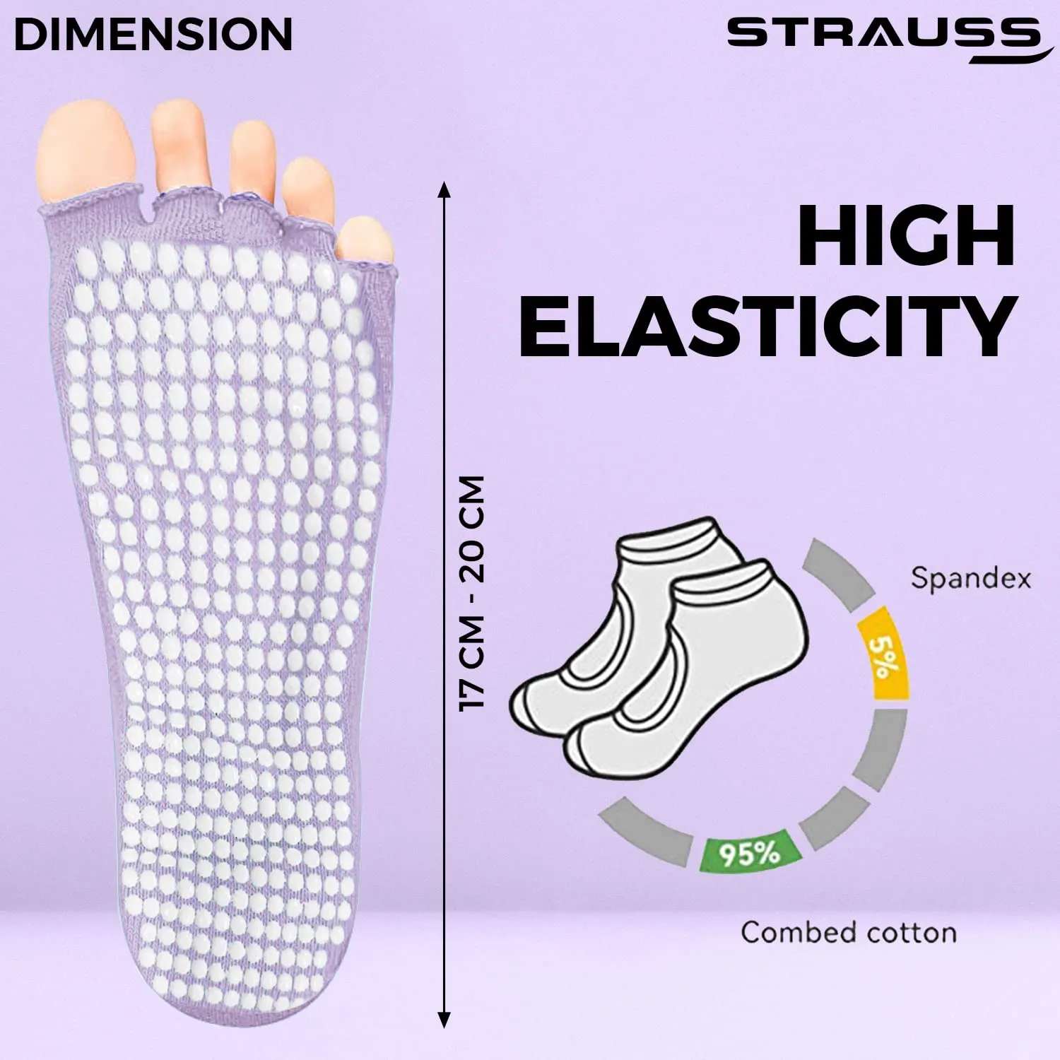 STRAUSS Yoga Socks, (Light Purple)