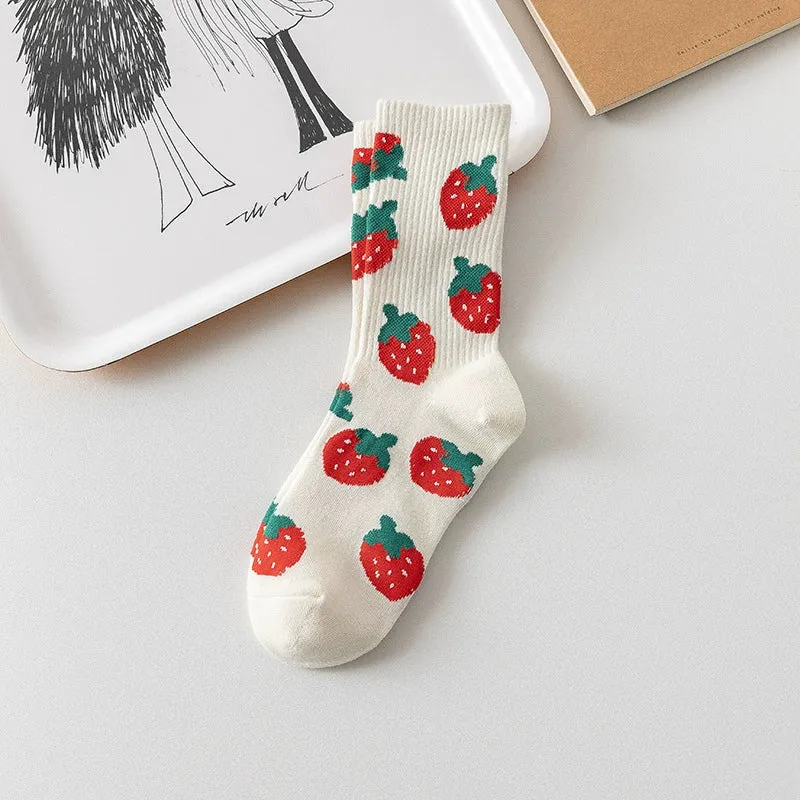 Sweet Strawberry Love Mid-Barrel Socks