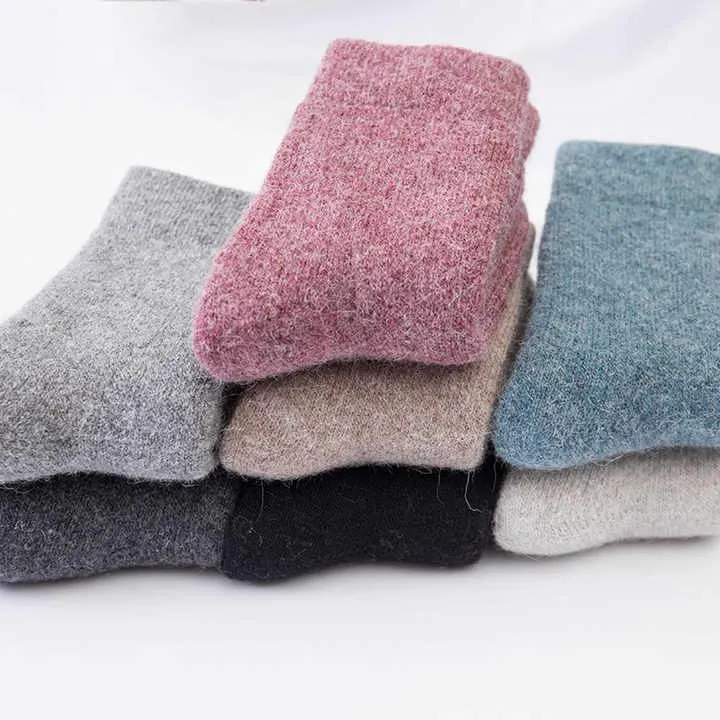 Thick Wool Socks Men, Soft Thermal Lamb Wool Knitted, Fuzzy, Breathable, 6-Pair