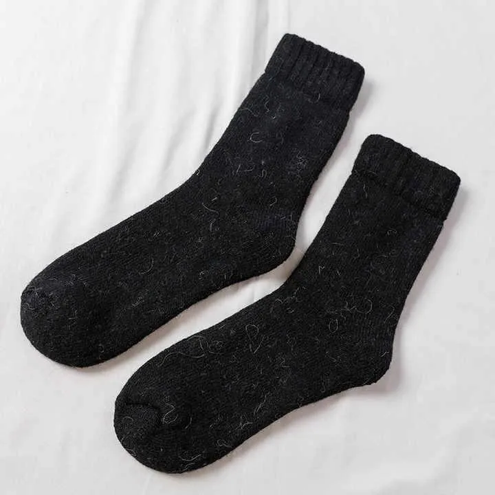 Thick Wool Socks Men, Soft Thermal Lamb Wool Knitted, Fuzzy, Breathable, 6-Pair