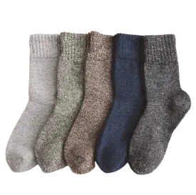 Thick Wool Socks Men, Soft Thermal Lamb Wool Knitted, Fuzzy, Breathable, 6-Pair