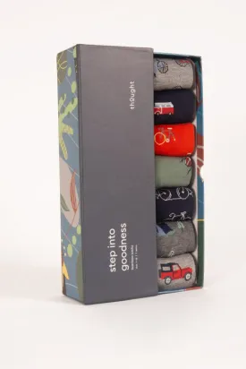 Thought Go Explore Bamboo Gift Box of 7 Socks