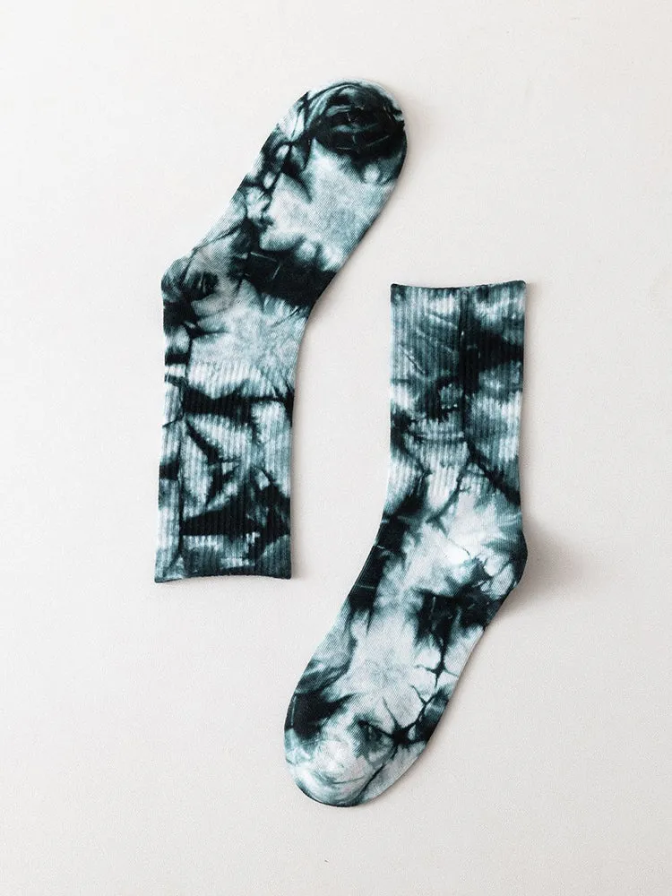 Three Pairs Winter New Socks Tie-Dye Ink Sports Socks