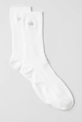 Unisex Half-Crew Understated Sock - White