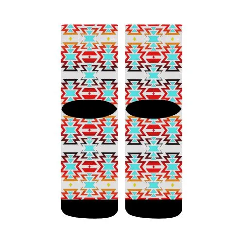 White Fire and Sky Crew Socks