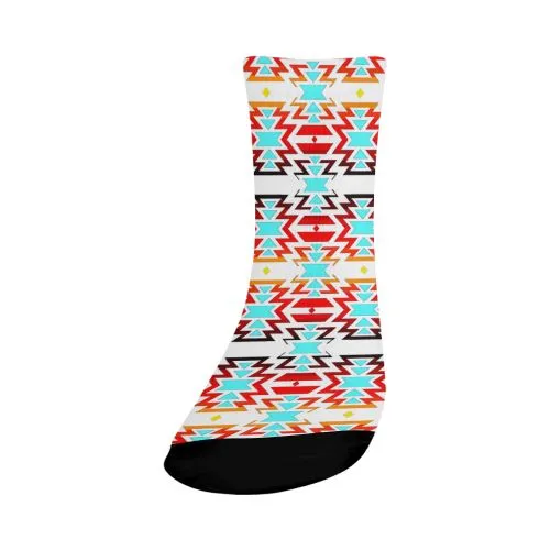 White Fire and Sky Crew Socks