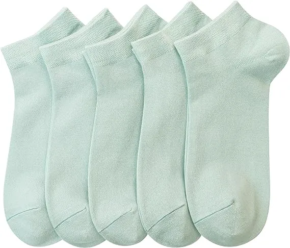 Women Bamboo Ankle Socks Low Cut Thin Sock Lightweight Pastal Color Soft Sock 5 Pairs