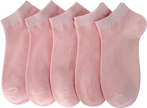 Women Bamboo Ankle Socks Low Cut Thin Sock Lightweight Pastal Color Soft Sock 5 Pairs