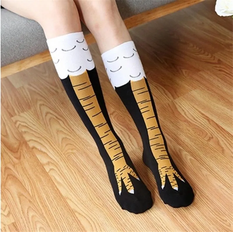 Women Creative 3D Chicken Legs Print Design Knee Socks