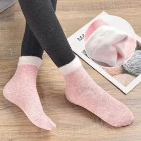 Women Winter Warm Cotton Plus Velvet Breathable Sweat-Absorbing Socks