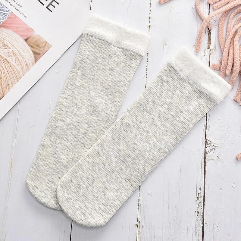 Women Winter Warm Cotton Plus Velvet Breathable Sweat-Absorbing Socks