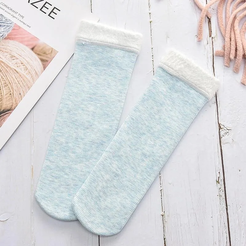 Women Winter Warm Cotton Plus Velvet Breathable Sweat-Absorbing Socks