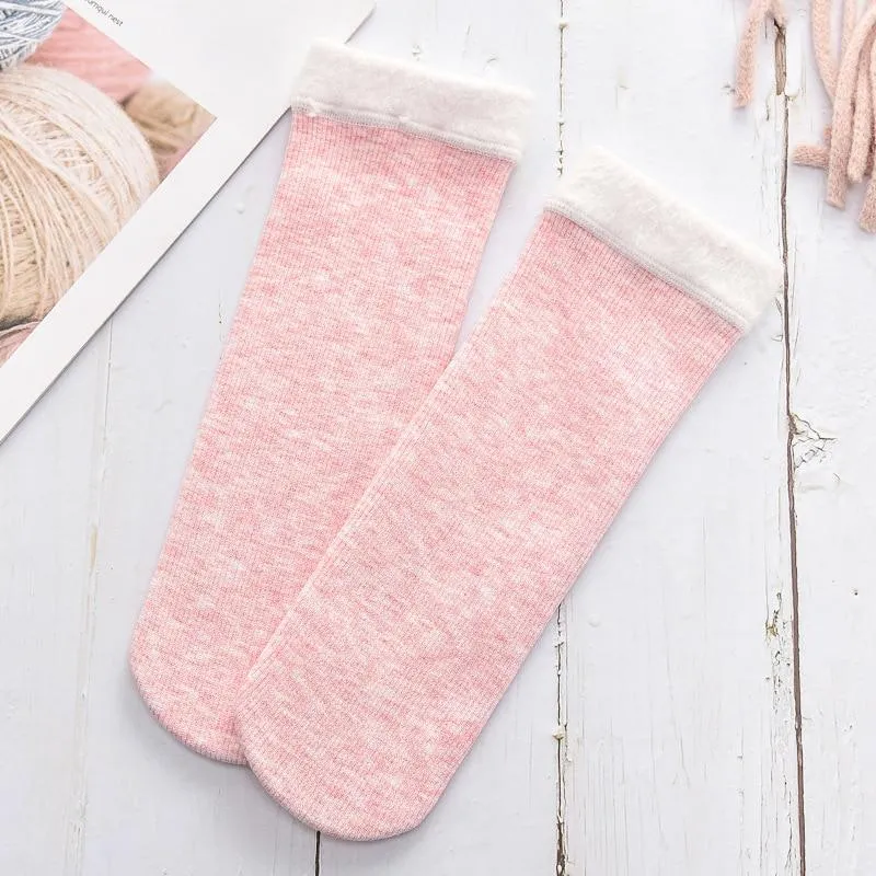 Women Winter Warm Cotton Plus Velvet Breathable Sweat-Absorbing Socks