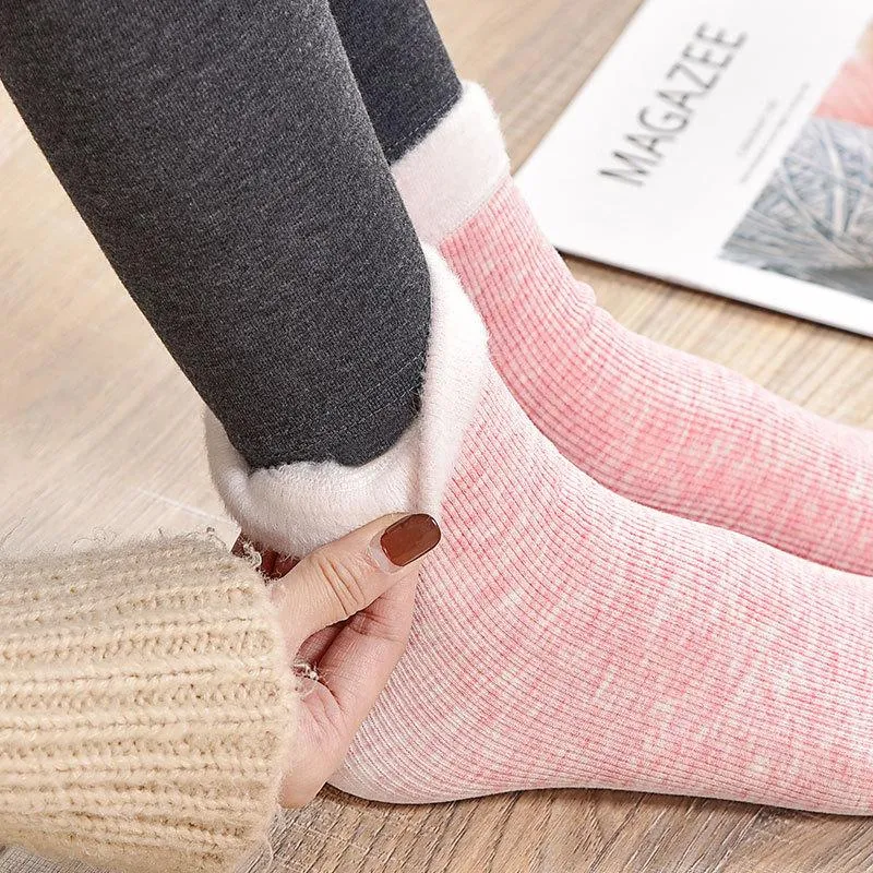 Women Winter Warm Cotton Plus Velvet Breathable Sweat-Absorbing Socks