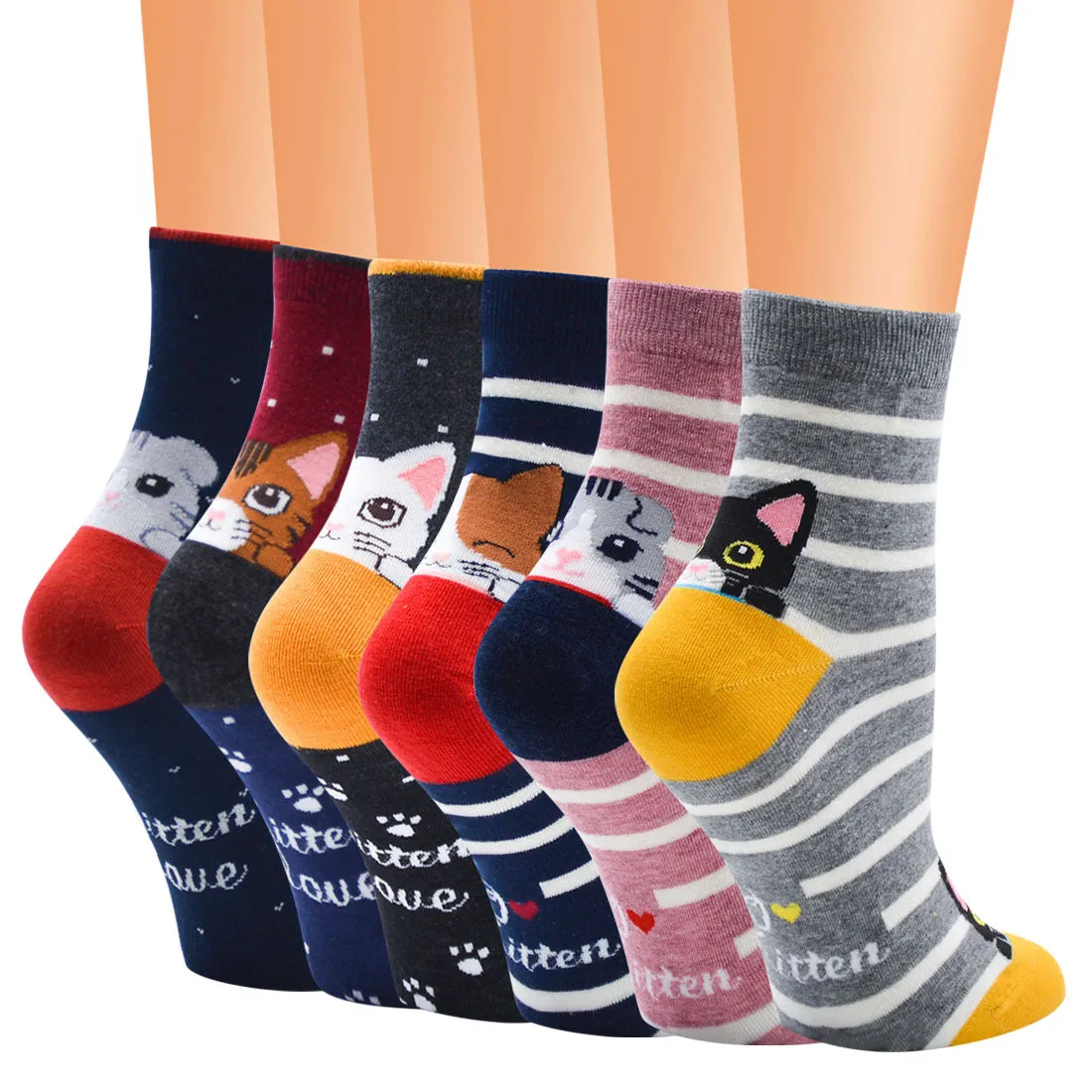 Womens Cotton Pattern Design Ankle Socks (5 Pairs)