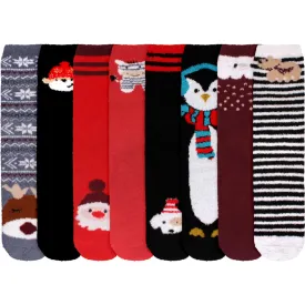 Women's Cute Fuzzy Warm Christmas Indoor Outdoor Cozy Crew Socks