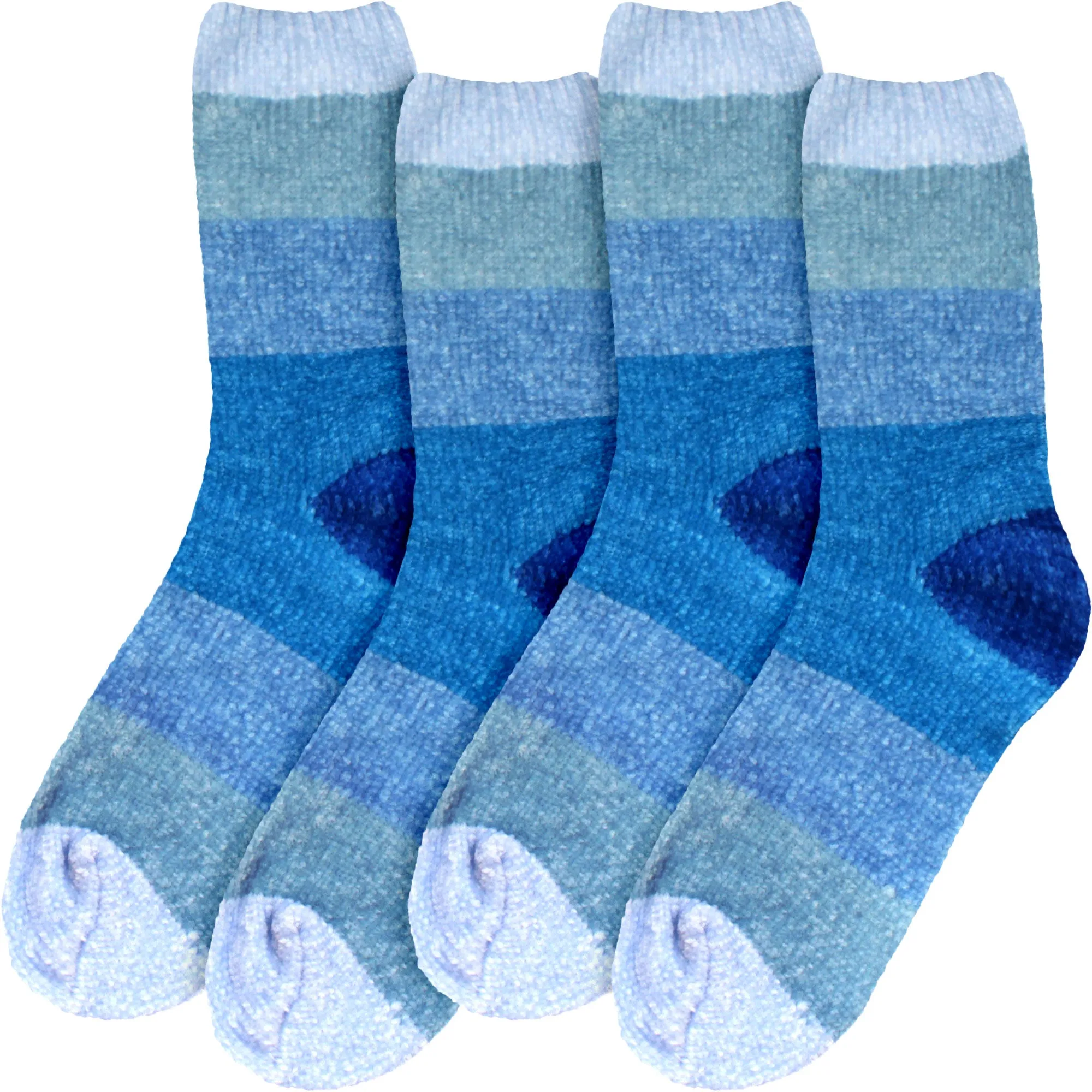 Women's Soft Chenille Furry Fuzzy Color Block Crew Home Socks