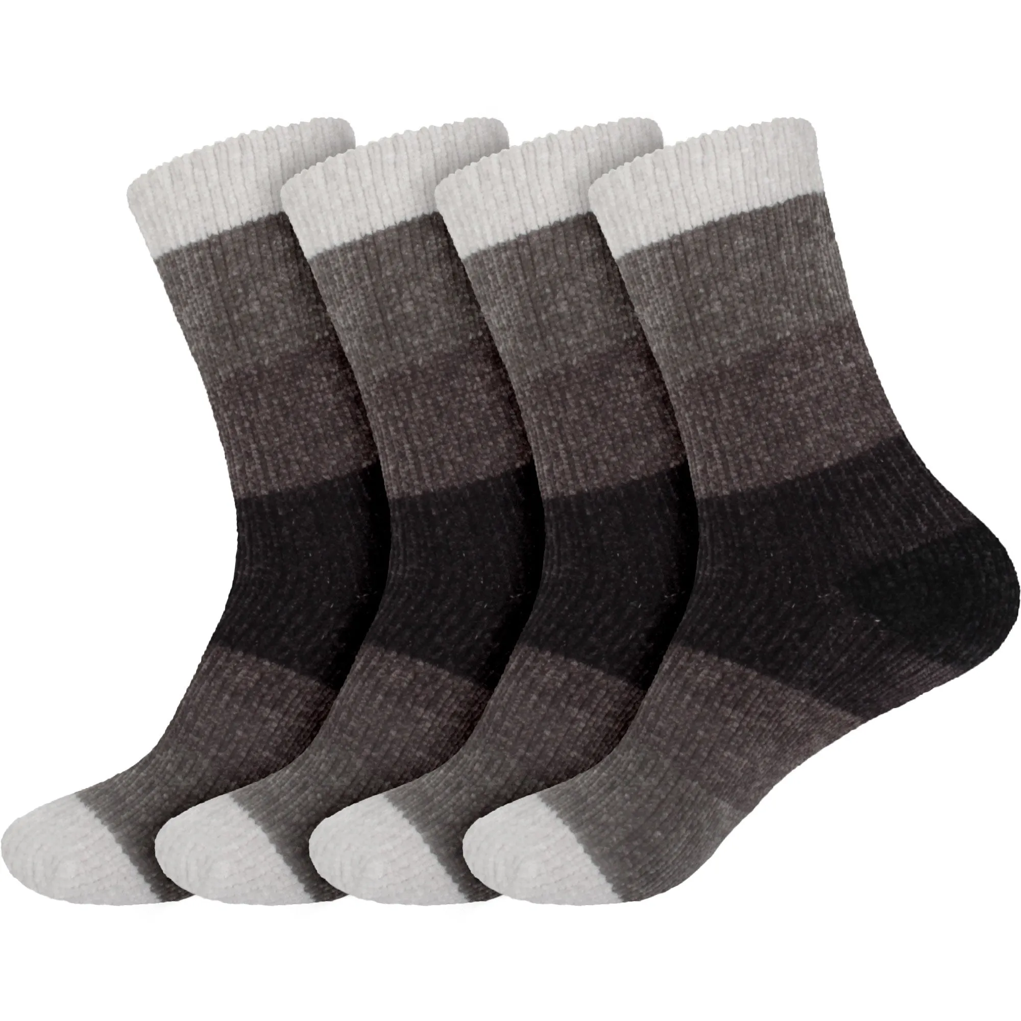 Women's Soft Chenille Furry Fuzzy Color Block Crew Home Socks