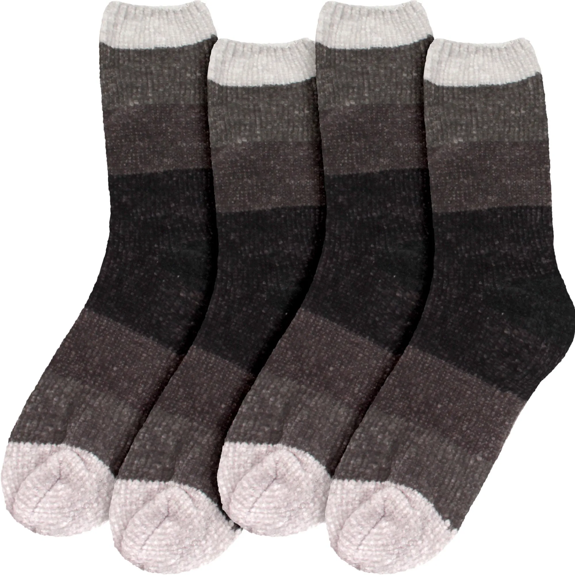 Women's Soft Chenille Furry Fuzzy Color Block Crew Home Socks