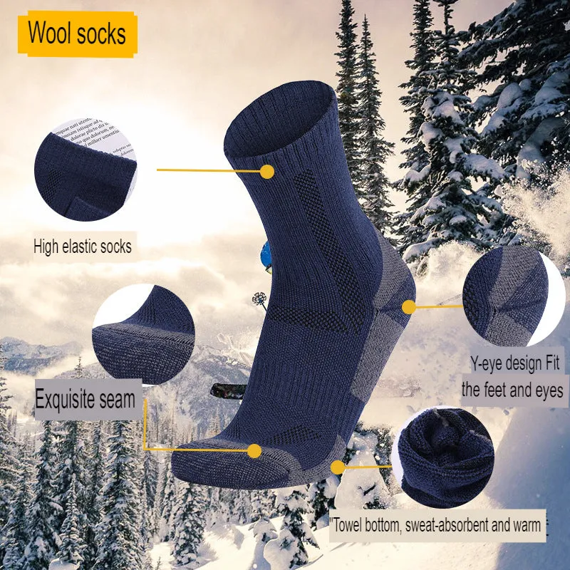 Wool hiking socks for men, thickened and warm outdoor sports socks, cashmere socks for snow