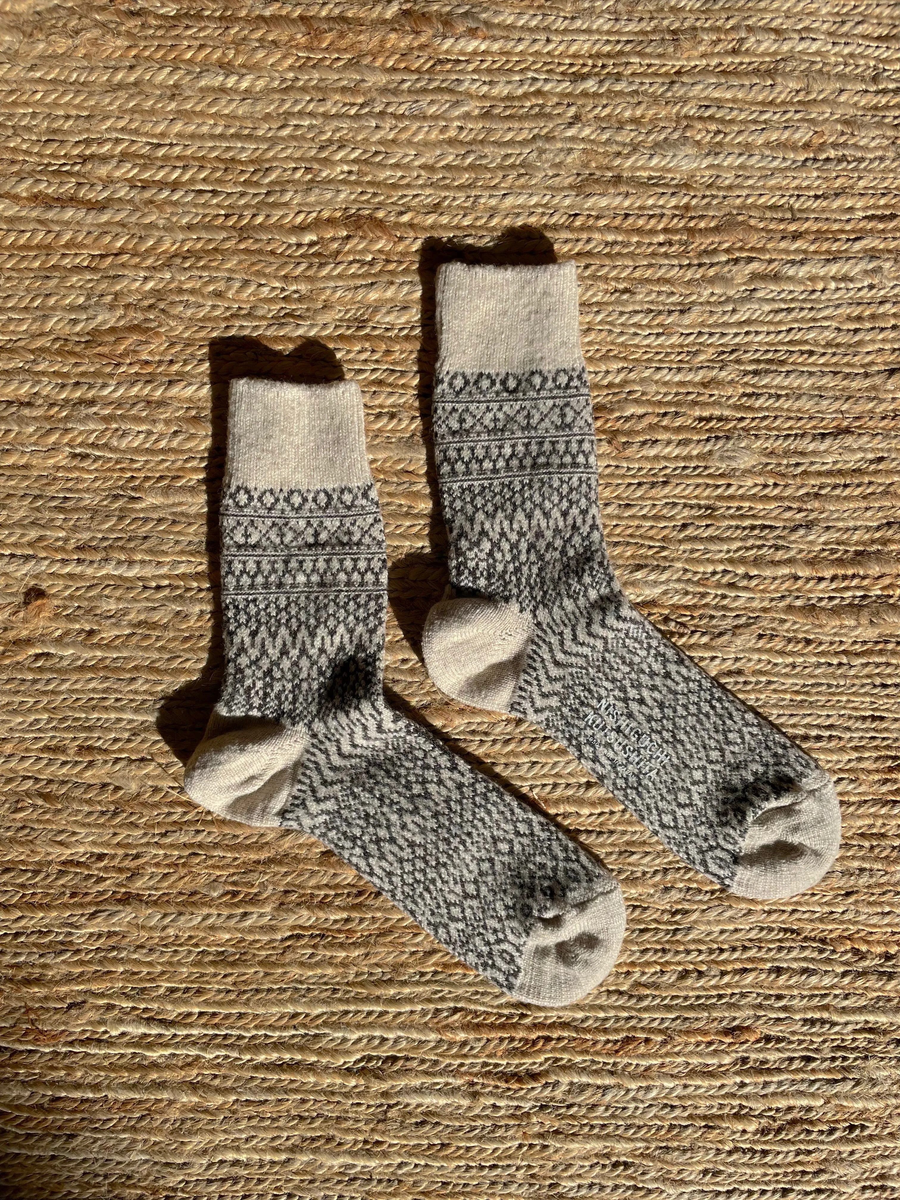 Wool Jacquard Socks in Oatmeal